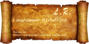 Langhammer Richárd névjegykártya